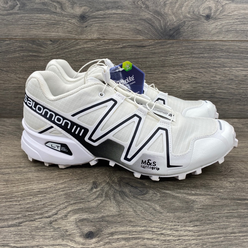 Salomon Speedcross 3 Trail Running Shoes Mens 9 Womens 10 White Black 413127